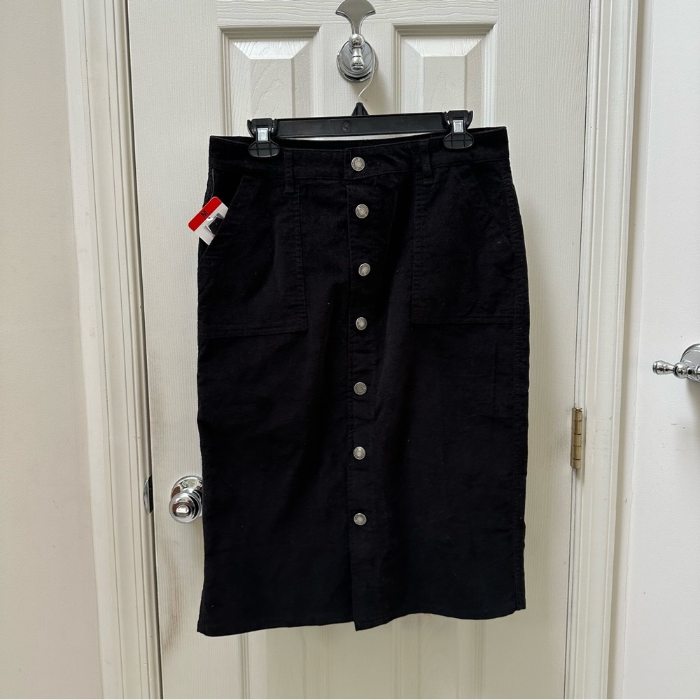 32 Degrees Women's Corduroy Black Midi Skirt Size Medium